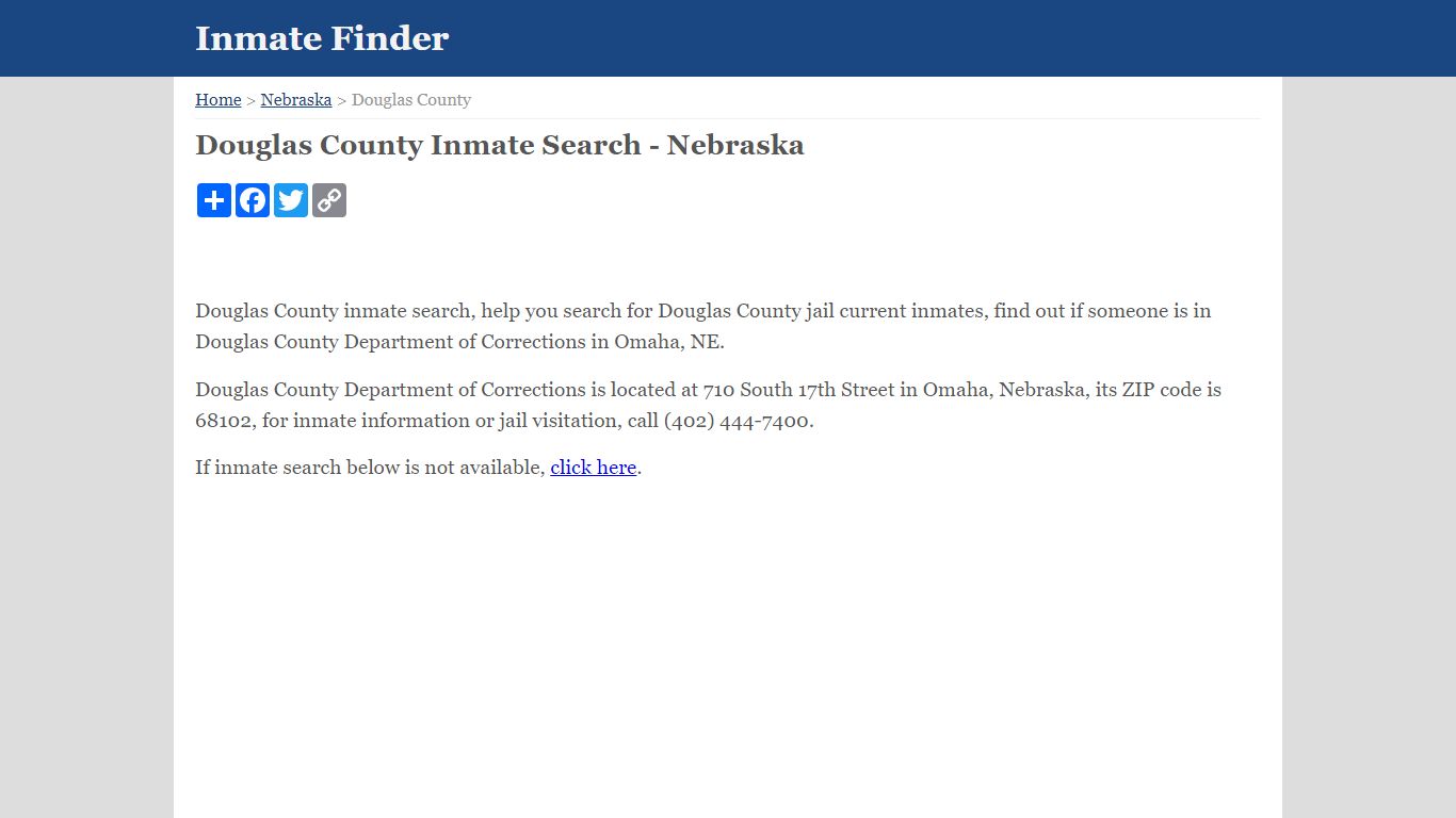 Douglas County Inmate Search - Nebraska - Inmate Finder